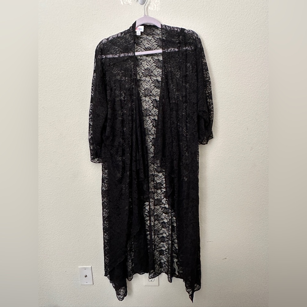 Lularoe Black Lace Shirley Kimono Large
